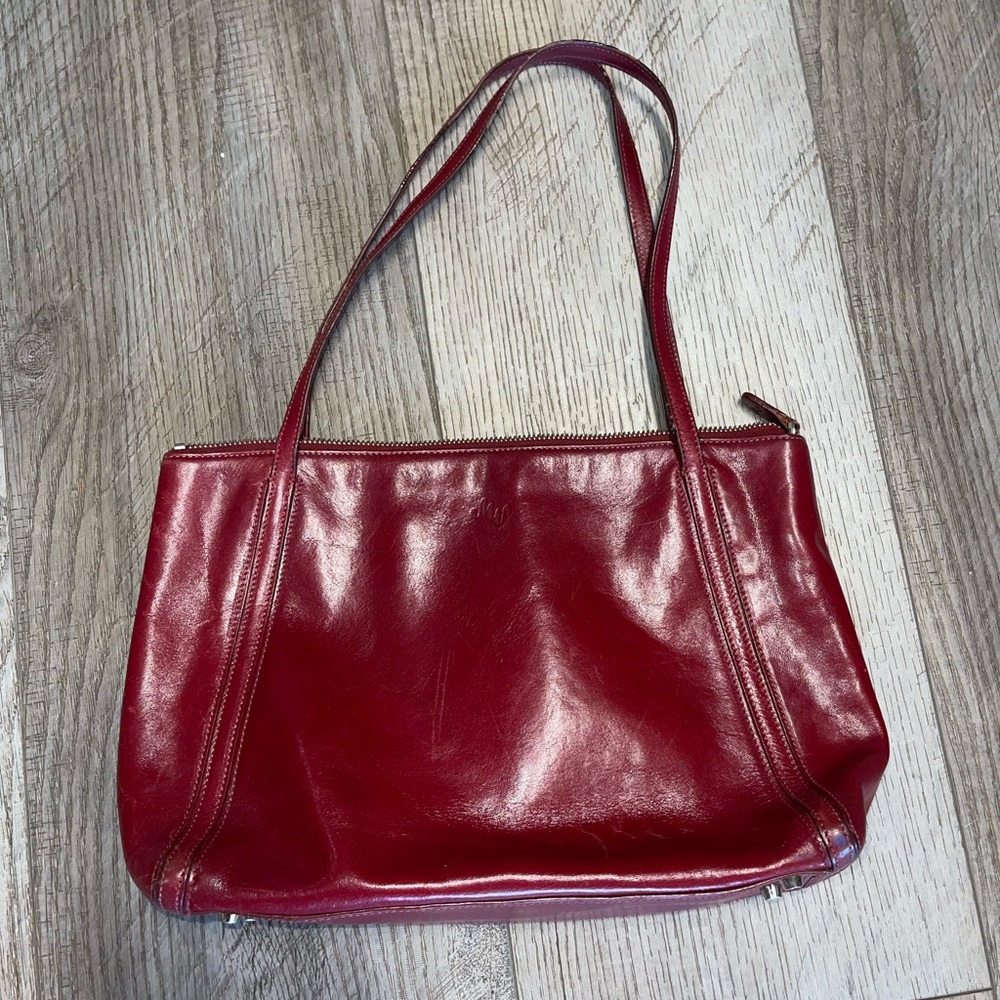 Vtg Monsac Original Handbag shoulder purse red Italian leather